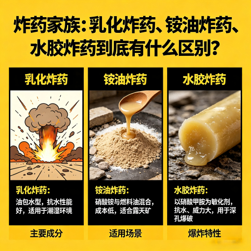 环翠炸药家族：乳化炸药、铵油炸药、水胶炸药到底有什么区别？